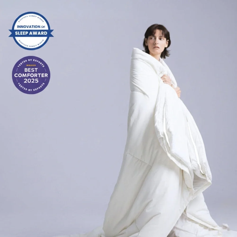 Mellow Built-In White/Lavender Duvet Cover Comforter - machine washable